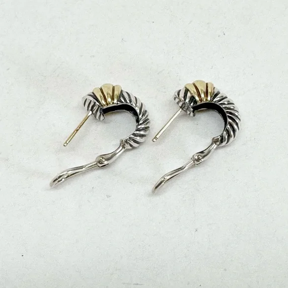 David Yurman .925/14K Gold Cable Shrimp Earrings